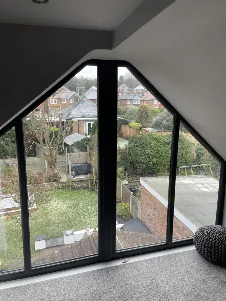 Full height glass gable end loft conversion.: Swipe To View More Images