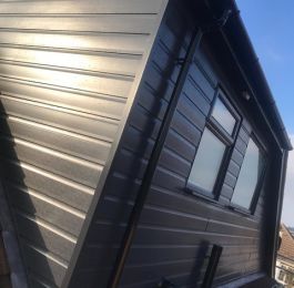 Anthracite grey UPVC cladded Flat roof dormer.: Click Here To View Larger Image