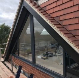 Anthracite Grey UPVC Glass gable window.: Click Here To View Larger Image
